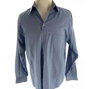Claiborne Mens Sky Blue Button Up Long Sleeves Dressy Shirt Size 16.5